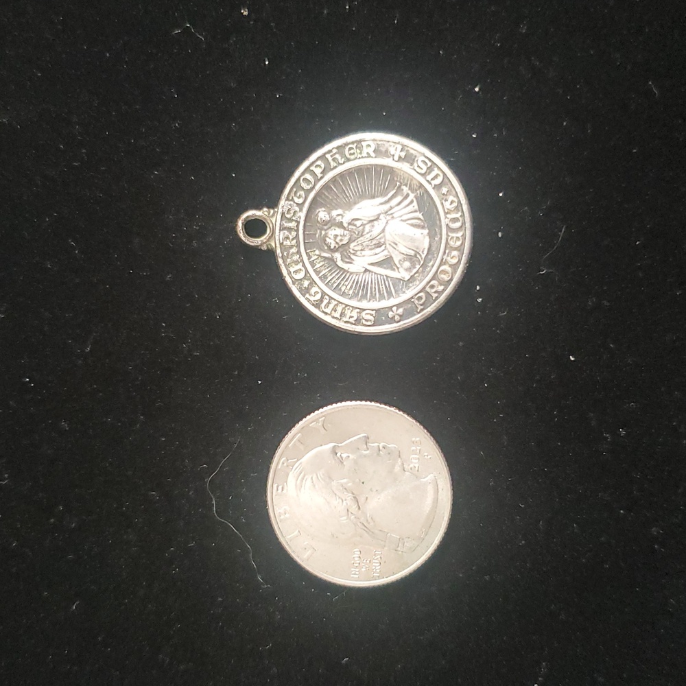 VINTAGE MEDAL ST CHRISTOPHER SCAPULAR MEDAL - Picture 4 of 4